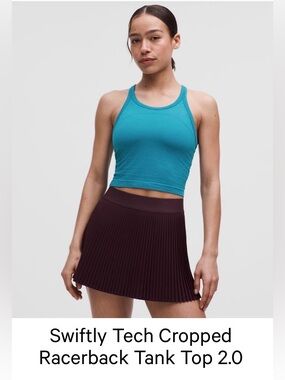 Lululemon Swiftly Tech Cropped Racerback Tank Top 2.0 Hawaiian Blue